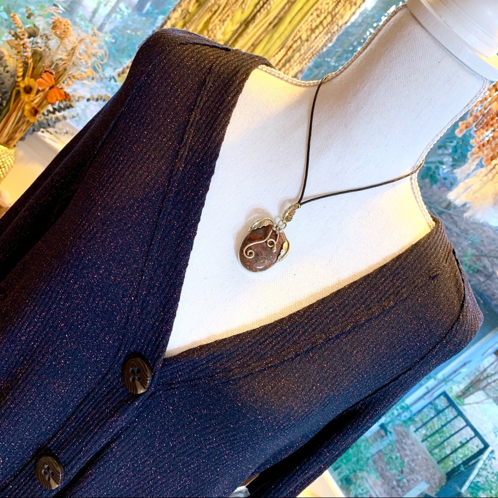 Free People Sparkly Cardigan Duster in Navy - Picture 7 of 8